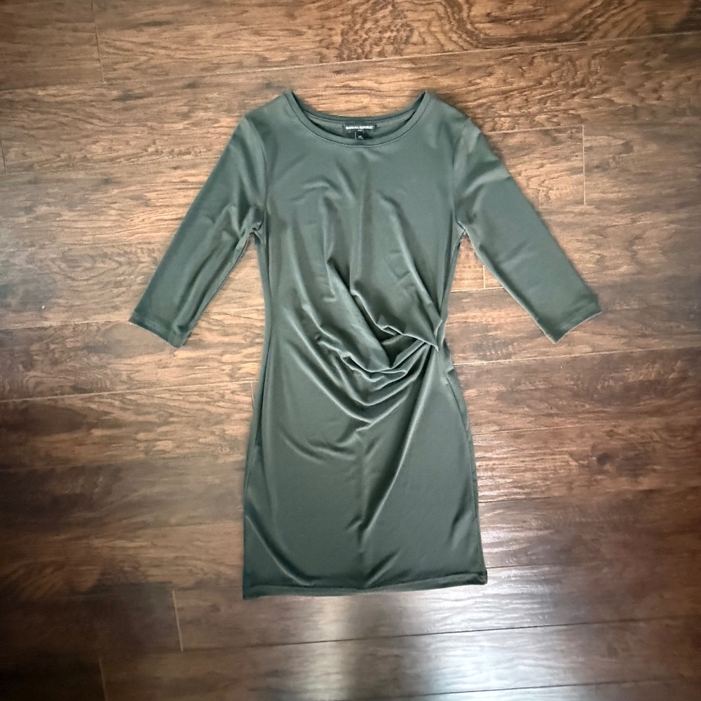 Banana Republic Dark Green 3/4 Sleeve Dress Size XS - Picture 3 of 8